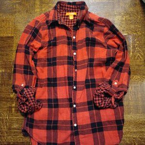 Joe Fresh Red and Black Plaid Button Down Shirt